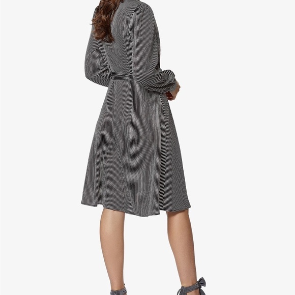 Avec Les Filles Striped Midi Robe Wrap Dress Size S - Picture 7 of 7